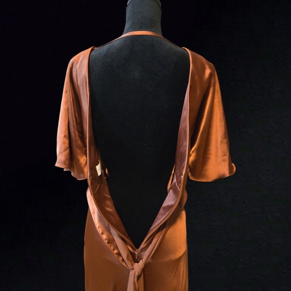 Reverly Maya Copper Satin Dress Size 4 - Picture 9 of 10